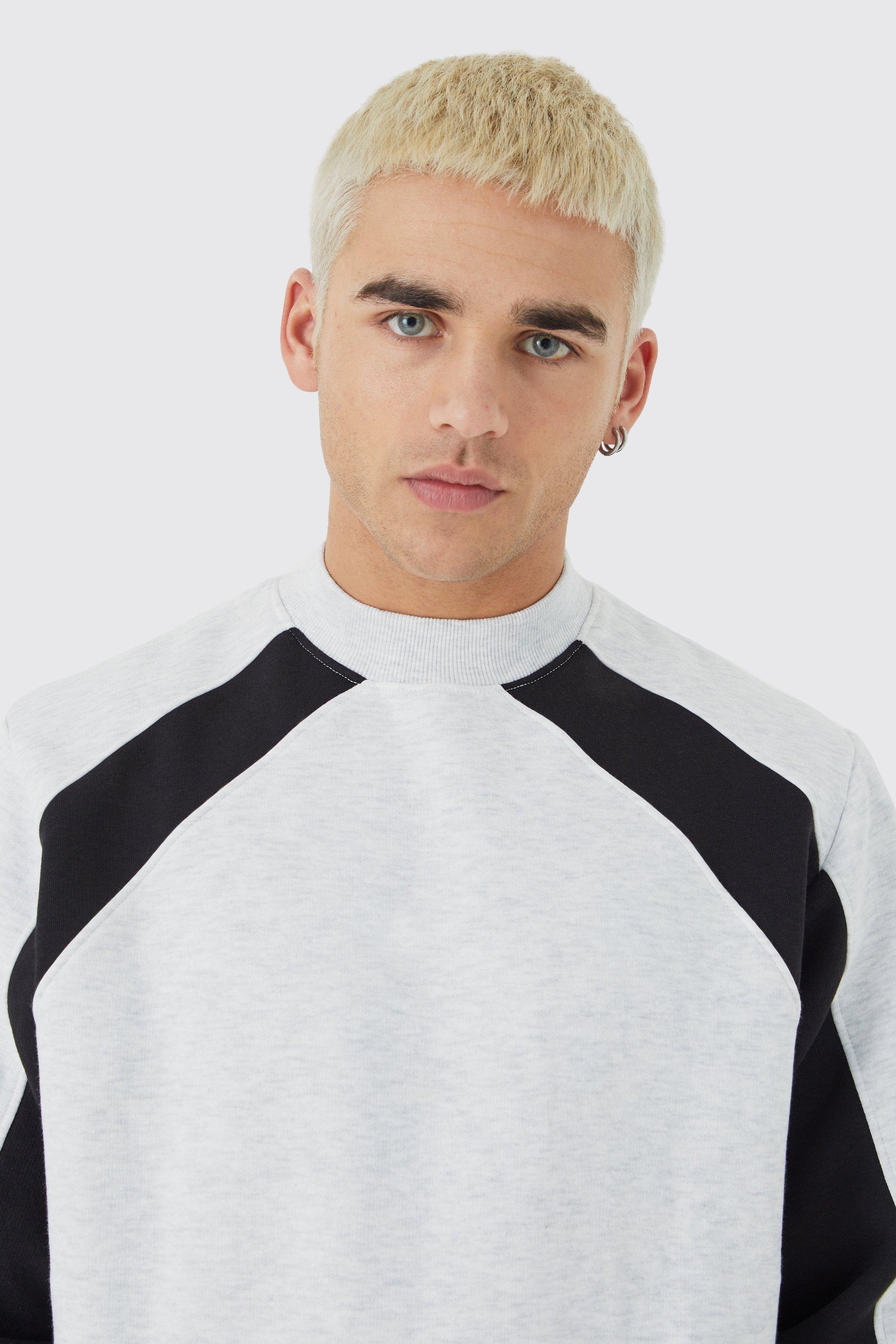 Men's Zip Detail Colour Block Sweatshirt | Boohoo UK